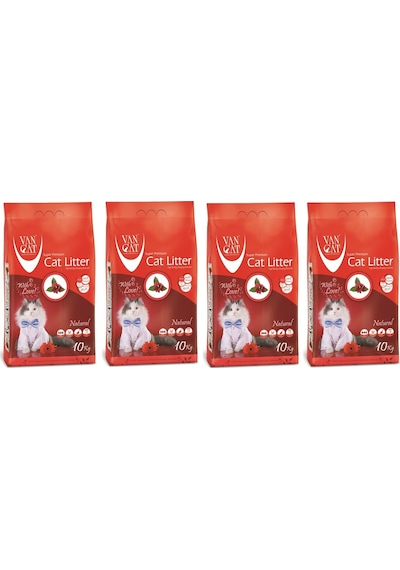 Vancat Natural Topaklaşan İnce Taneli Bentonit Kedi Kumu 4 x 10 KG