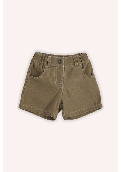 Kız Bebek Beli Lastikli Camel Kot Şort 10367723