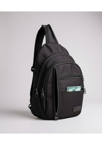 Classone Crossbody Vıp Su Geçirmez Kumaş,fermuar Çarpraz Askılı Unisex Omuz Ve Bel Çantası Siyah