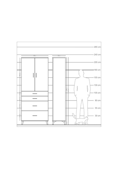Arges Dolap 3 Raflı Tek Çekmeceli 2 Kapaklı 88x30x221 Çam-çam Antrasit