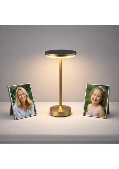 Led Dimli 3 Renk Dekoratif Masa Lambası Dokunmatik Şarj Edilebilir Type-c 28cm Çok Renkli
