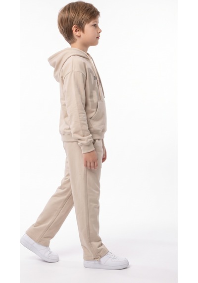 Toontoy Kids Toontoy Erkek Çocuk Kapüşonlu Daıly Style Boys Baskılı Eşofman Takım Bej