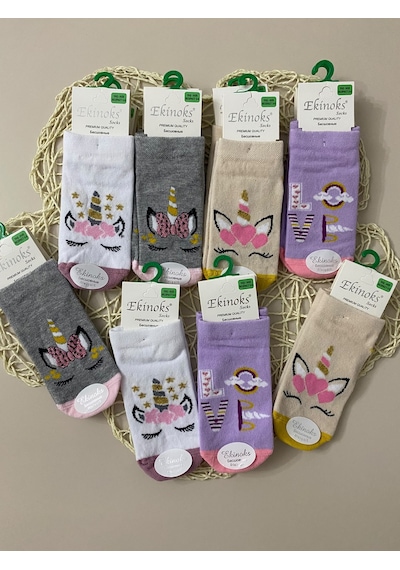Ekinoks Socks Ekinoks Saba Asorti Dikişsiz Kız Çocuk Patik Çorap 12li Set 3281 Renkli