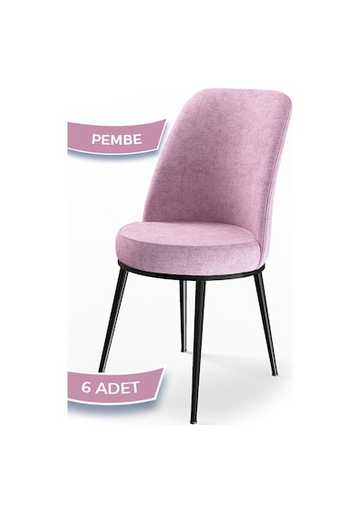Canisa Concept Dexa Serisi Pembe Renk 6 Adet Sandalye, Renk Pembe, Ayaklar Siyah Pembe