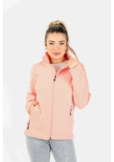 Kadın Balıkçı Fermuarlı Sweatshirt Pembe Pembe