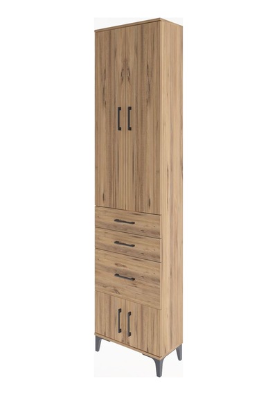 Arges Dolap 3 Raflı 3 Çekmeceli 4 Kapaklı 60x30x243 Çam-çam Çam