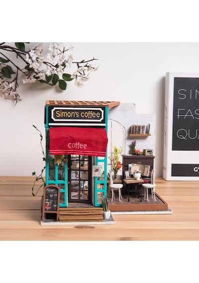 Rolife Dg109 Simon'ın Kahve Dükkanı Simon's Coffee Dıy Minyatür Maket Model Set Miniature Dollhouse 3d Model Kit Detaylı Dekoratif Hobi Seti 3d Puzzle Tiny House