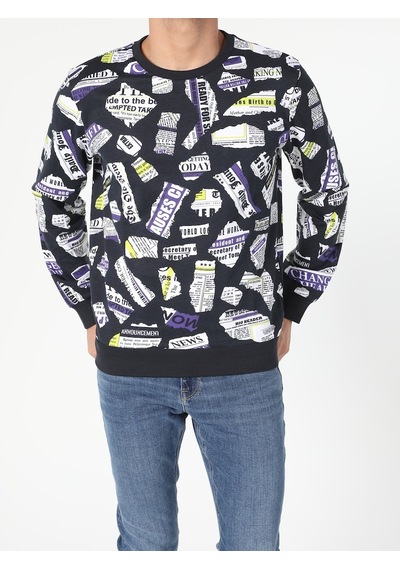 Colin's Regular Fit Baskılı Mavi Erkek Sweatshirt CL1046291_Q1.V1_NAV