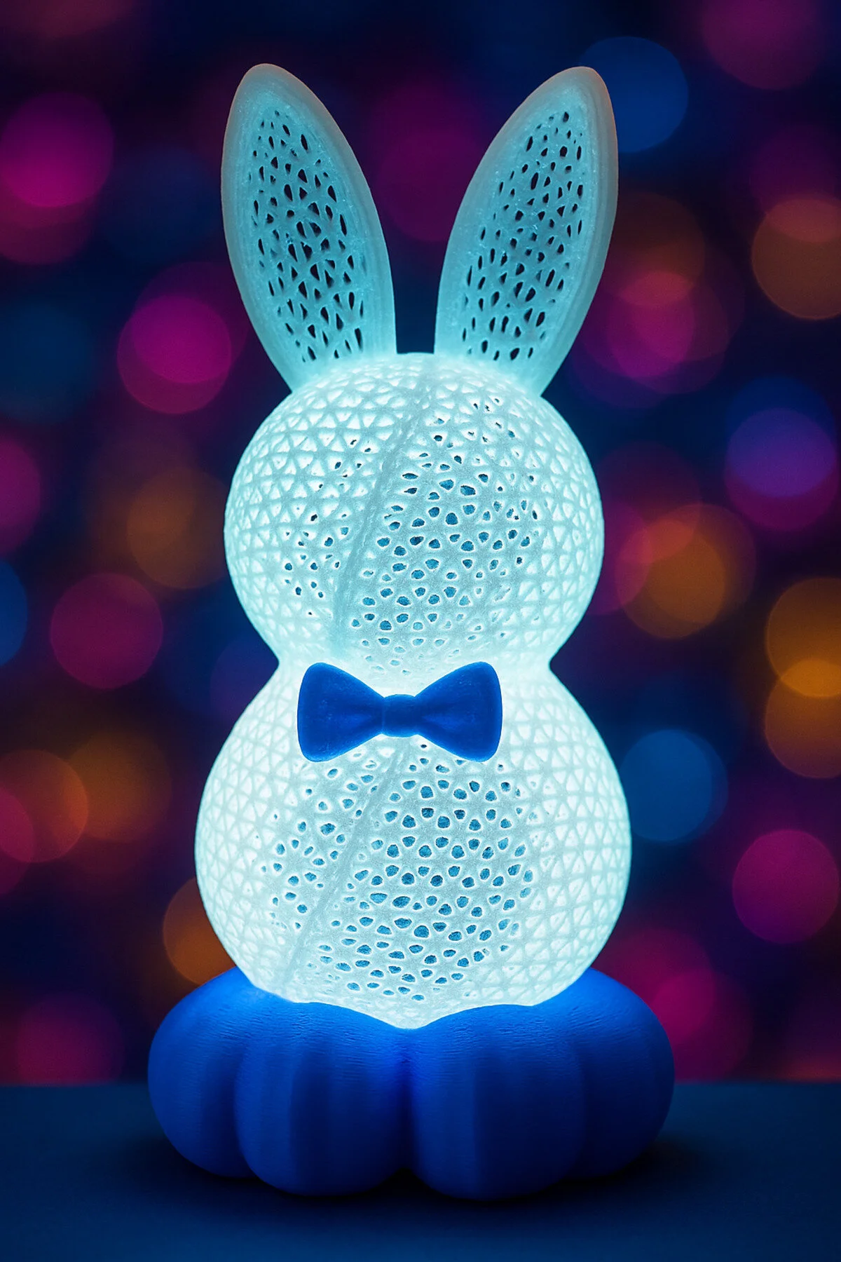 Printlab 3d Mavi Papyon Tavşan Gece Lambası Beyaz - Mavi