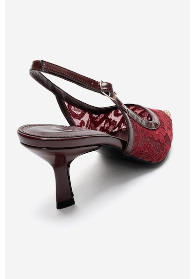 Luvi Shoes Clem Bordo Dantel Detaylı Altın Burunlu Kadın Topuklu Ayakkabı