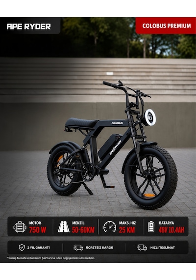 Ape Ryder Colobus Elektrikli Bisiklet 750w - Siyah