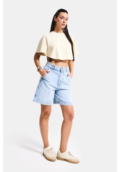 it's basic Kadın Ice 4s6-3 Skater Fit Bermuda Denim Şort Ice Rengi