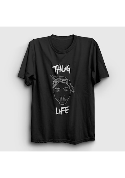 Presmono Unisex Thug Life Tupac Shakur T-shirt Siyah