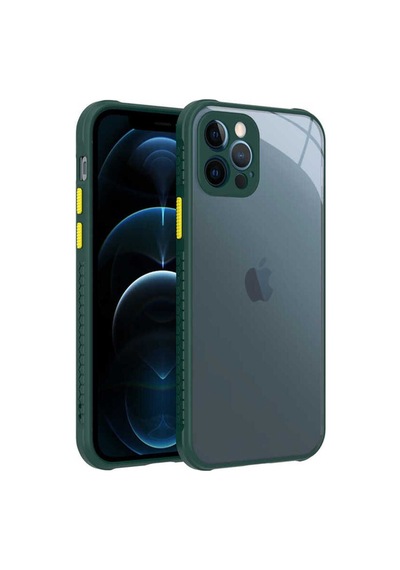 Apple Uyumlu iPhone 12 Pro Kılıf Zore Kaff Kapak Koyu Yeşil