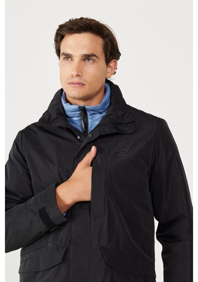 Wrangler All Terrain Gear Relaxed Fit Geniş Kesim Dik Yaka Çift Kullanımı Siyah Mavi Parka W232281001 Mavi - Siyah