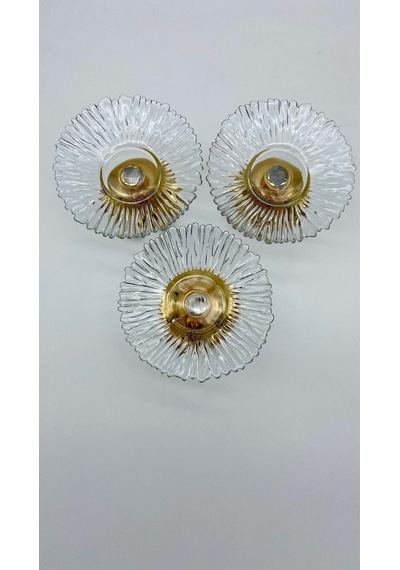 3'lü Kelebek Ayaklı Gold Cam Lokumluk, Şekerlik, Çerezlik, Kahve Yanı Sunumluk 13cm Gold