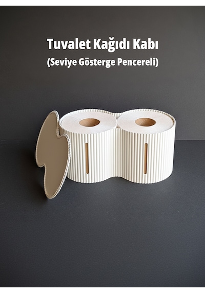 Dekoratif Tuvalet Kağıdı Kutusu 2 Li Rulo Kapasiteli Organizer -14x26x12 Cm Beyaz