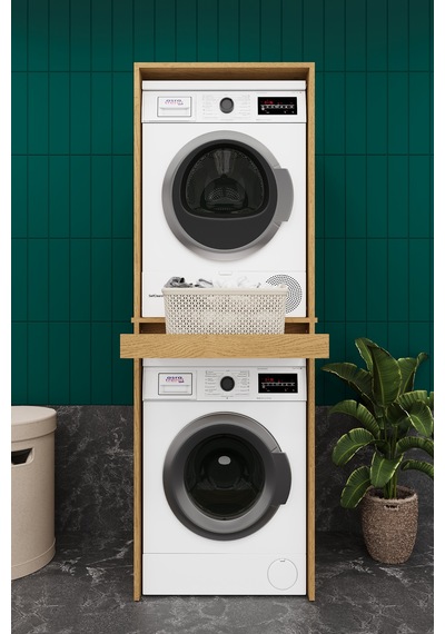 Lüks Çekmeceli Çamaşır Makinesi Dolabı %100 Mdf Çamaşır Kurutma Banyo Dolabı Bd05 Karına