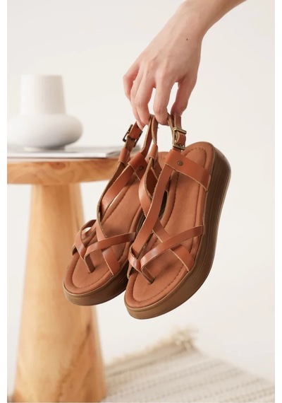 Trendella Taba Hakiki Deri Sandalet Tr31my60a Siyah