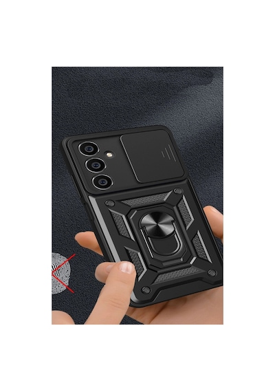Samsung Galaxy Uyumlu A05 Kılıf Pars Lens Yüzüklü Silikon - Siyah İtdark36513