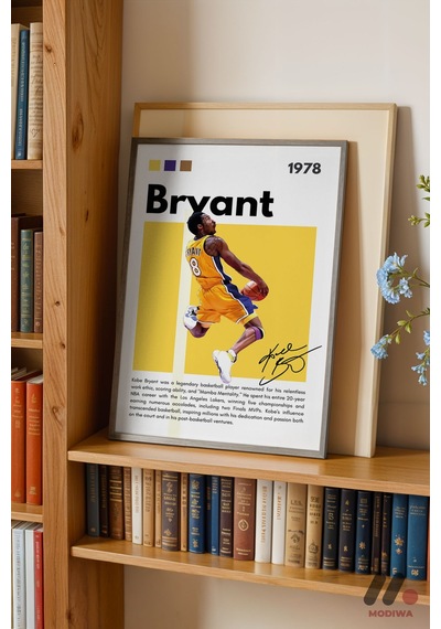 Kobe Bryant Basketbol Posteri, Siyah Çerçeveli Duvar Tablosu - Spor Severlere Hediye