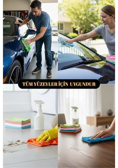 Mikrofiber Çok Amaçlı Genel Temizlik Bezi 6 Lı Set 40x40cm Renkli Mutfak Ev Araba Bezi Karışık