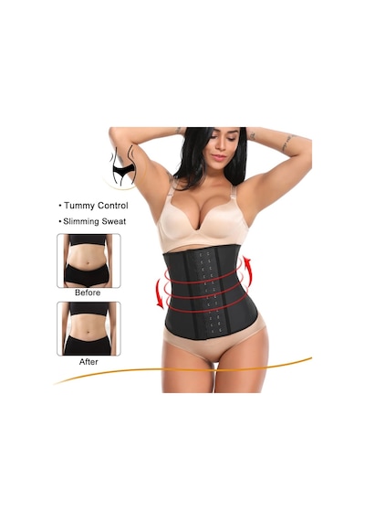 Askısız Latex Extra Sıkı Göbek Korsesi Bel Eğitmeni Siyah
