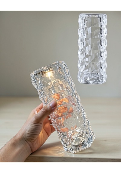Kristal Masa Lambası Dokunmatik Sensörlü Usb Şarjlı Lamba Çok Renkli