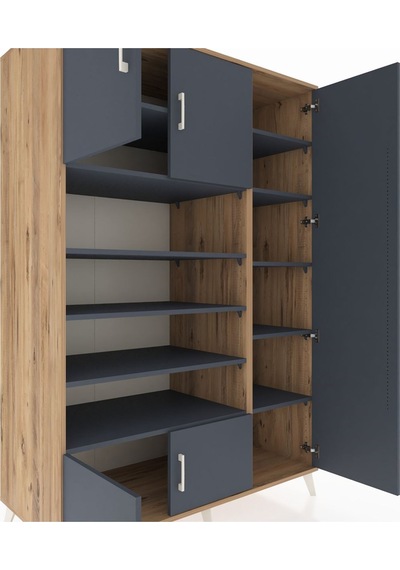 Kronos Dolap 11 Raflı 5 Kapaklı 132x59x195 Çam-antrasit/antrasit Çam Kronos Dolap 11 Raflı 5 Kapaklı 132x59x195 Çam-antrasit/antrasit Çam