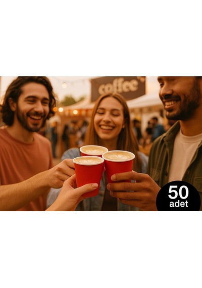 Karton Bardak 8 Oz 50'li Kırmızı Diğer