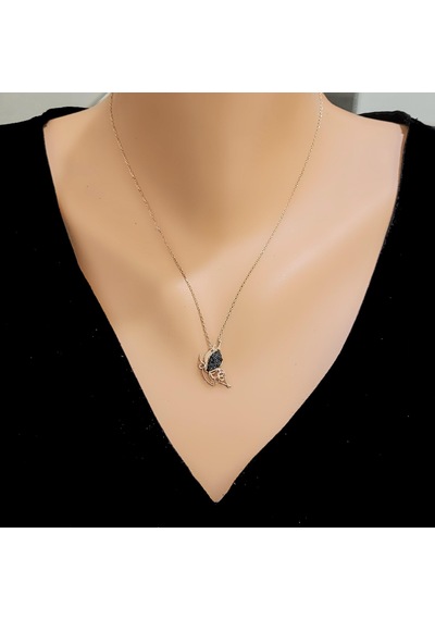 Nusret 925 Ayar Rose Gümüş Kelebek Modeli Kolye