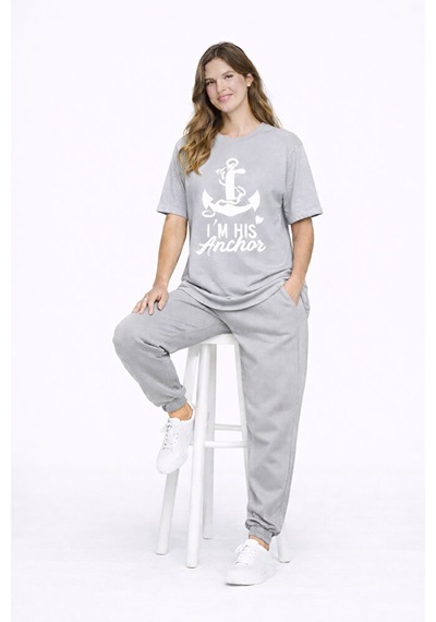 Sevgili Kombini Oversize Çift Tişört Unisex Captain Anchor Baskıl Çok Renkli