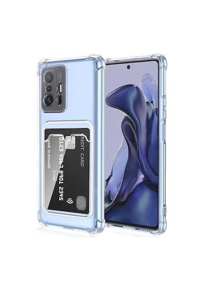 Xiaomi Mi 11t Kapak İle Uyumlu Kamera Korumalı Kartlıklı Darbe Emici Özellikli Şeffaf Silikon Kılıf