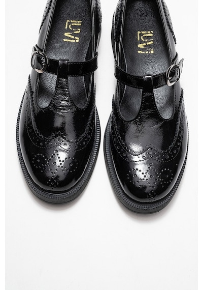 Luvishoes Luvi Shoes Janney Siyah Rugan Hakiki Deri Bantlı Kadın Loafer Ayakkabı SİYAH RUGAN