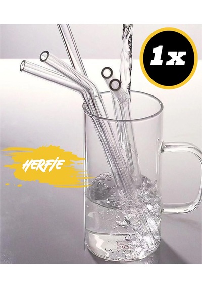 Tekli Eğilimli Cam Pipet Beyaz