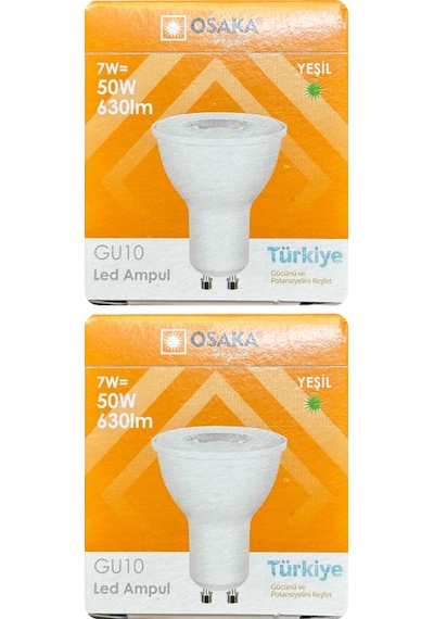 2 Adet Osaka 7w Yeşil Işık Gu10 Duylu Kalın Duy Led Çanak Ampul