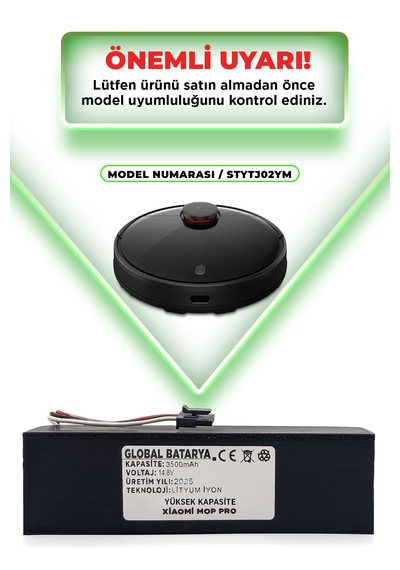 Xiaomi Vacuum Mop Pro Batarya 3500mah Yüksek Kapasite