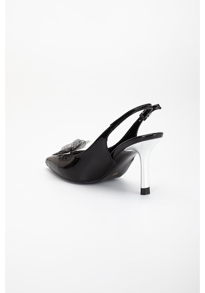 Dilimler Ayakkabı Kadın Abiye Stiletto Siyah Rugan Metal Çiçek Aksesuarlı Galvaniz Ökçe Kaplamalı-3671 Siyah Dilimler Ayakkabı Kadın Abiye Stiletto Siyah Rugan Metal Çiçek Aksesuarlı Galvaniz Ökçe Kaplamalı-3671 Siyah