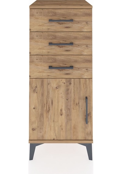 Hyperion Komodin Tek Raflı 3 Çekmeceli Tek Kapaklı 44x44x106 Çam-çam Atlas Çam