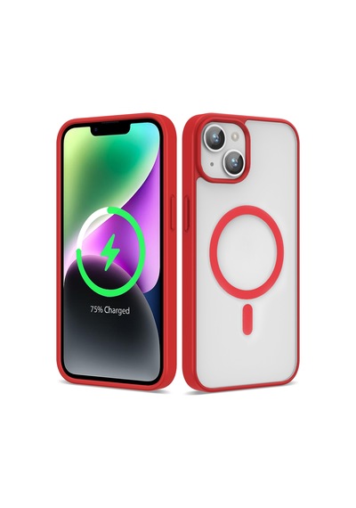 Zore İphone 12 Kılıf Magsafe Wireless Şarj Özellikli Silikon Nvth Ege Kapak - Kırmızı