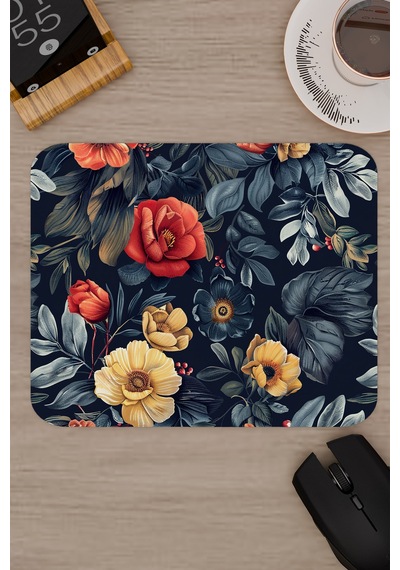 Çiçek Desenleri Kaymaz Dikişli Kauçuk Oyuncu Mousepad V5 - 22x18 Gaming Mouse Pad Fare Altlığı