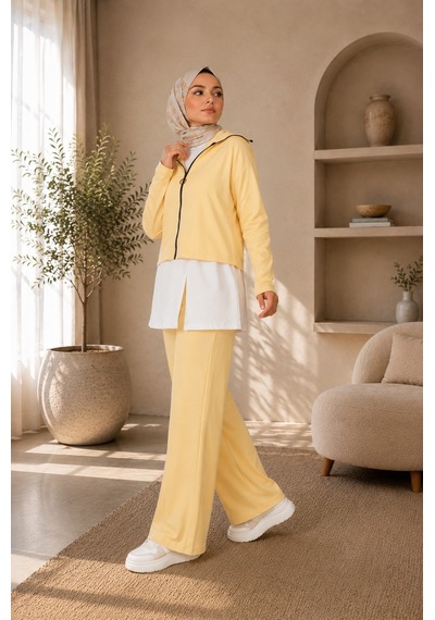 Unika Boutique Kadın Oysho Fermuar Detaylı 3 Lü Takım Sarı