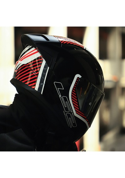Gri Cam + Ls2 Rapid 2 Race Extra Kask Beyaz - Kırmızı