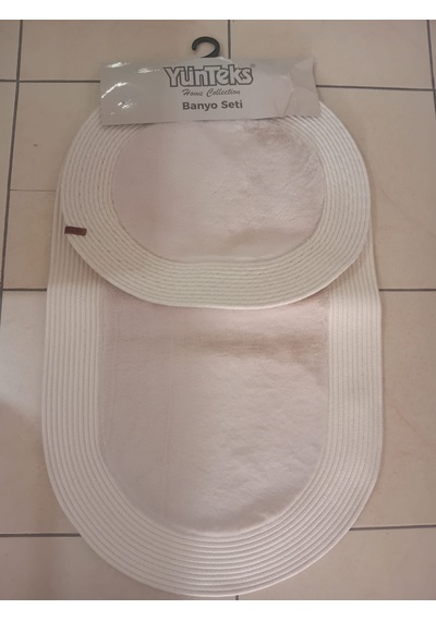 Rabbit Soft Hasır Dekoratif Klozet Takımı / Banyo Paspası / Modern / Şık /lüx / Banyo Halısı Krem