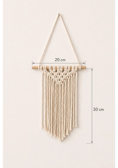 Modern Makrome Duvar Süsü - El Yapımı Bohem Duvar Dekorasyonu 30x20 Cm 1 Adet