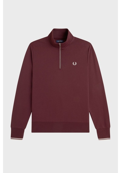 Fred Perry Logolu Pamuklu Yarım Fermuarlı Sweat Erkek Sweat M3574 64a Bordo