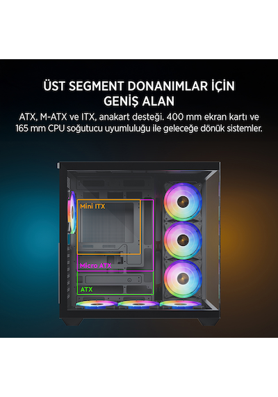 James Donkey Stark S801 7xargb Temperli Cam 650w 80+ Bronze Atx Siyah Gaming Oyuncu Kasa