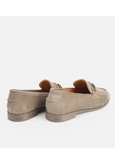 Hotiç Kadın Süet Deri Açık Yeşil Toka Detaylı Klasik Loafer