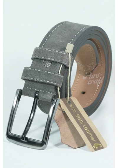 Parscraft Hakiki Süet Deri Erkek Kemer Gri 4 Cm