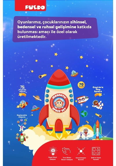 Puedo Manyetik Bloklar - Uzay 70 Parça